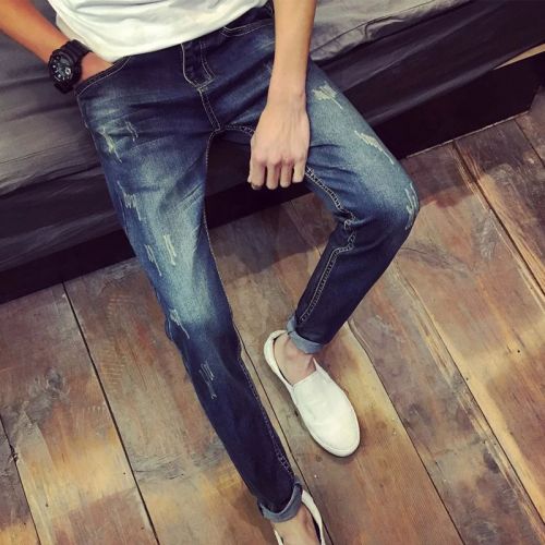 Jeans pour adolescent pieds Slim en coton été - Ref 1469645