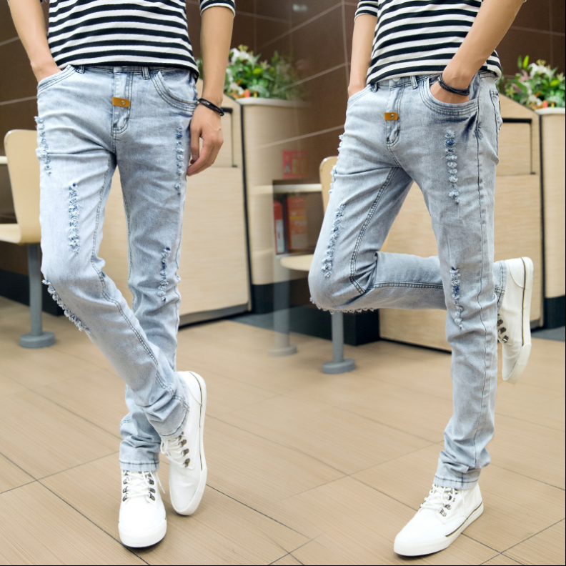Jeans pour jeunesse pieds Slim en coton été - Ref 1469657