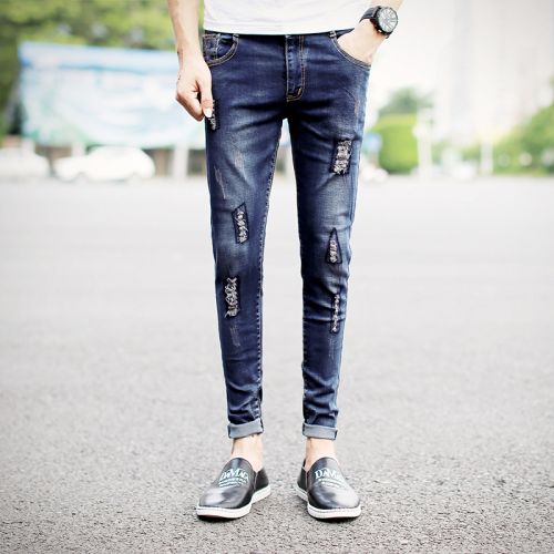 Jeans pour adolescent pieds Slim en coton été - Ref 1469660