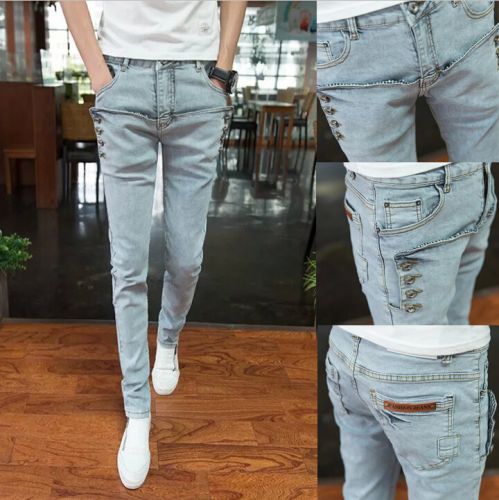 Jeans pour adolescent pieds Slim en coton printemps - Ref 1469733