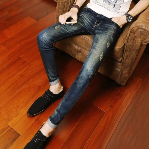 Jeans pour adolescent pieds Slim en coton automne - Ref 1469736