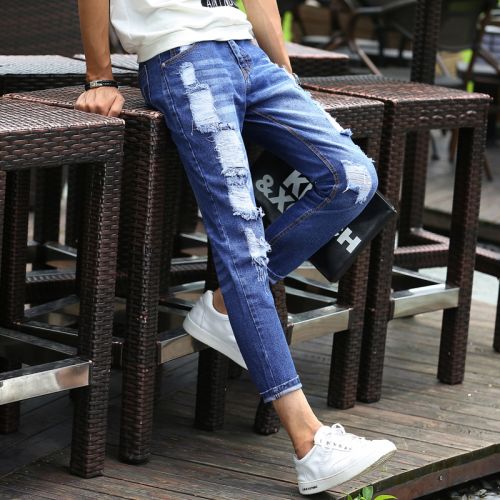 Jeans pour adolescent pieds Slim en coton automne - Ref 1469737