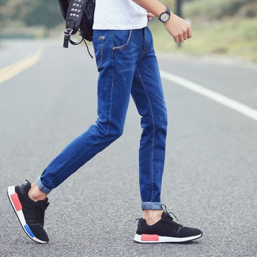 Jeans pour adolescent pieds Slim en coton été - Ref 1469740