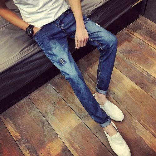 Jeans pour adolescent pieds Slim en coton été - Ref 1469758