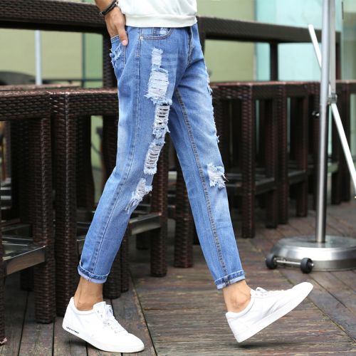 Jeans pour jeunesse pieds Slim en coton été - Ref 1469762