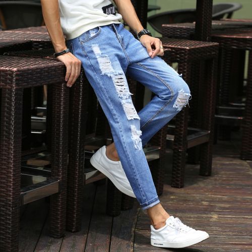 Jeans pour adolescent pieds Slim en coton automne - Ref 1469765