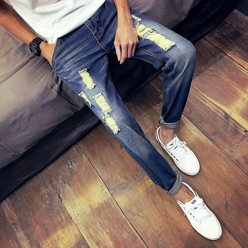 Jeans pour jeunesse pieds Slim en coton été - Ref 1469773