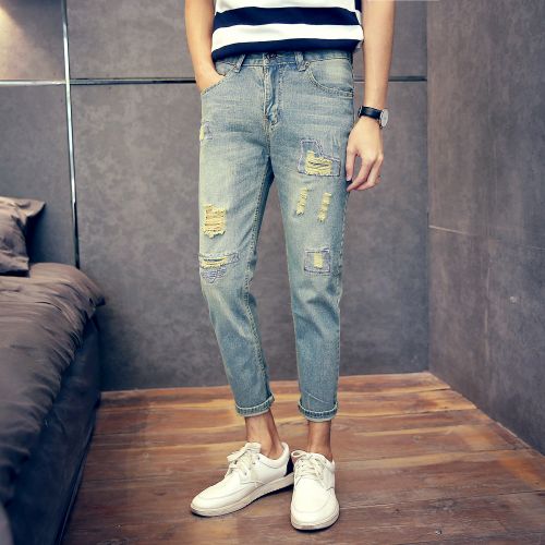 Jeans pour adolescent pieds Slim en coton été - Ref 1469779