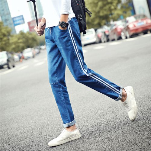 Jeans pour adolescent pieds Slim en coton été - Ref 1469801