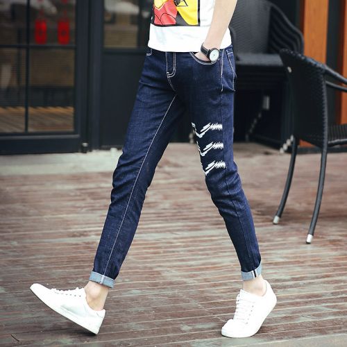Jeans pour adolescent pieds Slim en coton été - Ref 1469806