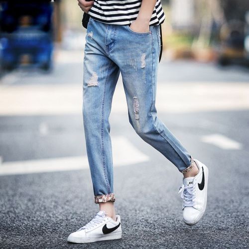 Jeans pour jeunesse pieds Slim en coton été - Ref 1469809