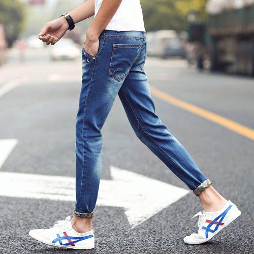 Jeans pour adolescent pieds Slim en coton été - Ref 1469821