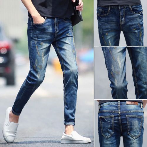 Jeans pour adolescent pieds Slim en coton été - Ref 1469825