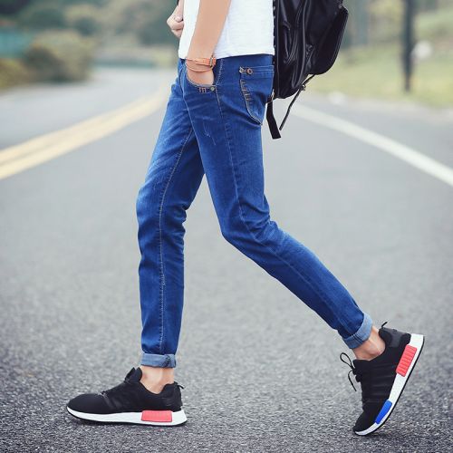 Jeans pour adolescent pieds Slim en coton été - Ref 1469829