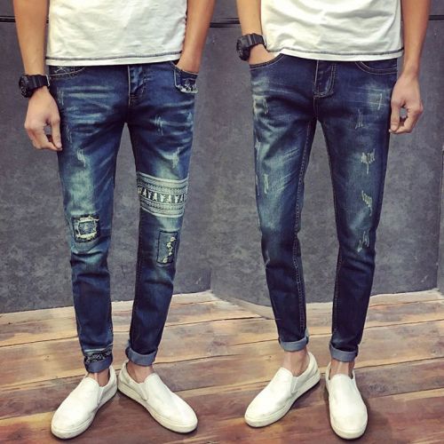 Jeans pour adolescent pieds Slim en coton automne - Ref 1469838