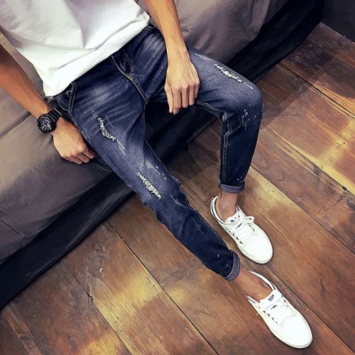 Jeans pour adolescent pieds Slim en coton automne - Ref 1469841