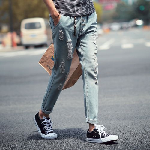 Jeans pour adolescent coupe droite en coton été - Ref 1469862