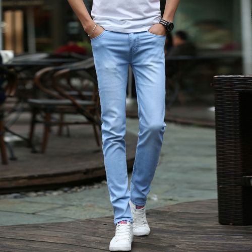 Jeans pour adolescent pieds Slim en coton été - Ref 1469867