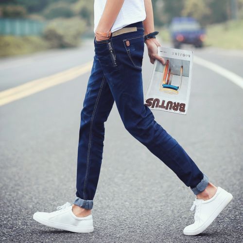 Jeans pour adolescent pieds Slim en coton été - Ref 1469875