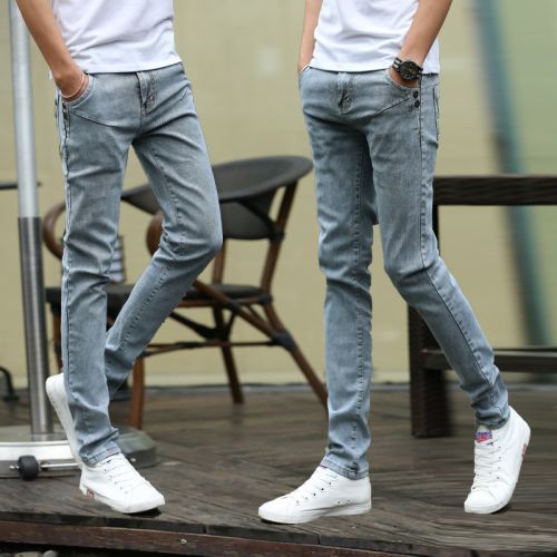 Jeans pour adolescent pieds Slim en coton automne - Ref 1469885