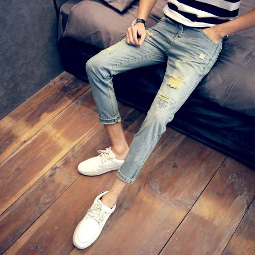 Jeans pour adolescent pieds Slim en coton été - Ref 1469897