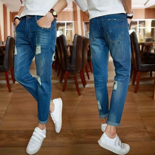 Jeans pour adolescent pieds Slim en coton printemps - Ref 1469901