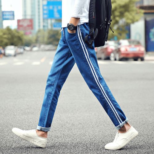 Jeans pour adolescent pieds Slim en coton été - Ref 1469912