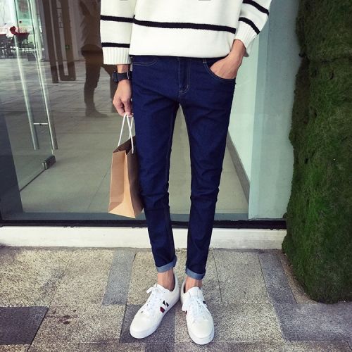 Jeans pour adolescent pieds Slim en coton automne - Ref 1469957