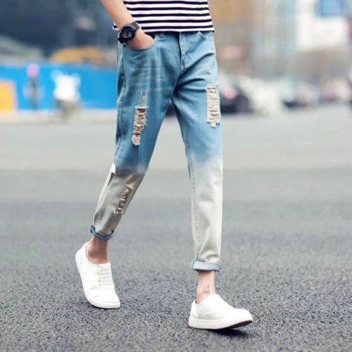 Jeans pour jeunesse pieds Slim en coton été - Ref 1470020