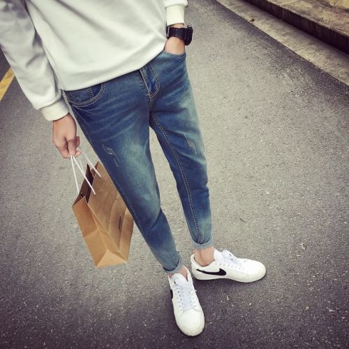 Jeans pour adolescent pieds Slim en coton été - Ref 1470031