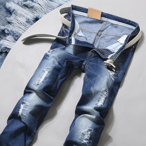 Jeans pour jeunesse coupe droite en coton été - Ref 1470130