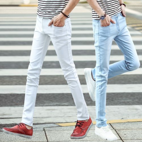 Jeans pour adolescent pieds Slim en coton été - Ref 1470271