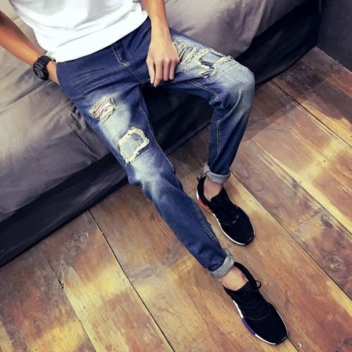 Jeans pour adolescent pieds Slim en coton été - Ref 1470289