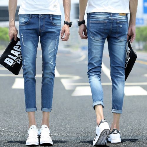 Jeans pour adolescent pieds Slim en coton été - Ref 1470323