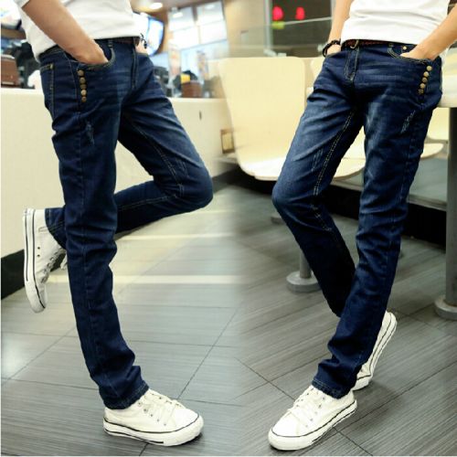 Jeans pour adolescent pieds Slim en coton hiver - Ref 1470363