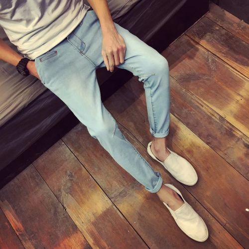 Jeans pour jeunesse pieds Slim en coton printemps - Ref 1470373