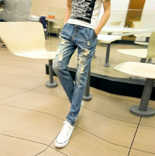 Jeans pour adolescent pieds Slim en coton printemps - Ref 1470380