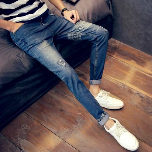 Jeans pour adolescent pieds Slim en coton été - Ref 1470383