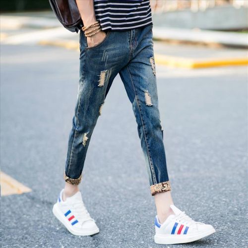 Jeans pour adolescent pieds Slim JOHNSON YUEDA en coton été - Ref 1470433