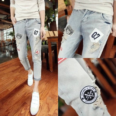 Jeans pour adolescent pieds Slim en coton été - Ref 1470523