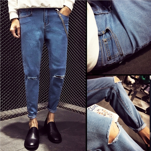 Jeans pour jeunesse pieds Slim en coton Quatre saisons - Ref 1470599