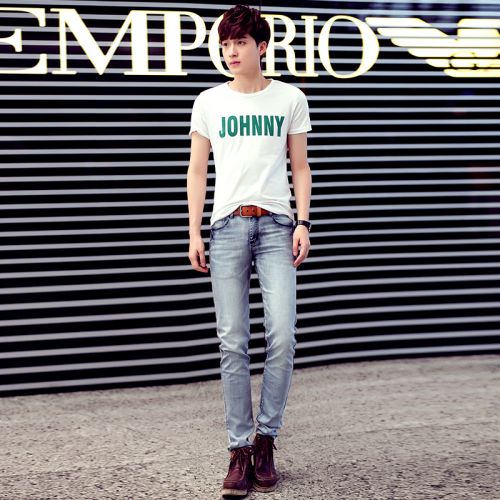 Jeans pour adolescent coupe droite en coton printemps - Ref 1470607