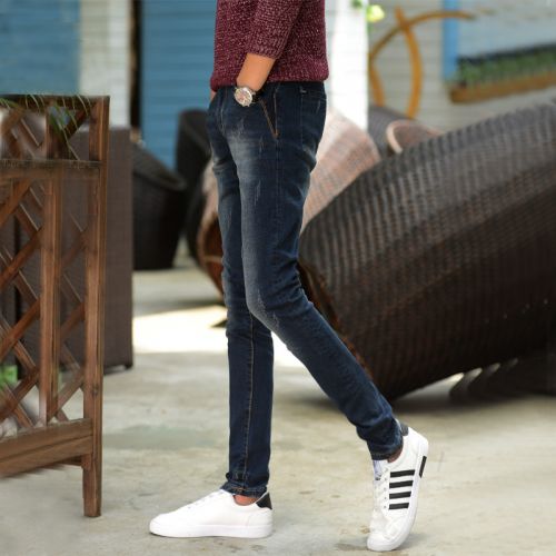 Jeans pour adolescent pieds Slim Coton polyester polyuréthane élastique fibre spandex automne - Ref 1470617