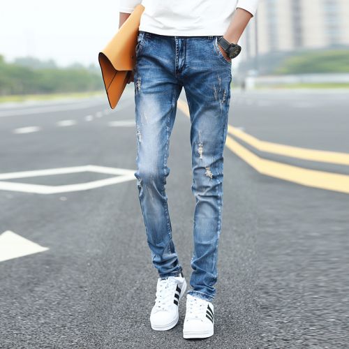 Jeans pour adolescent pieds Slim en coton été - Ref 1470669