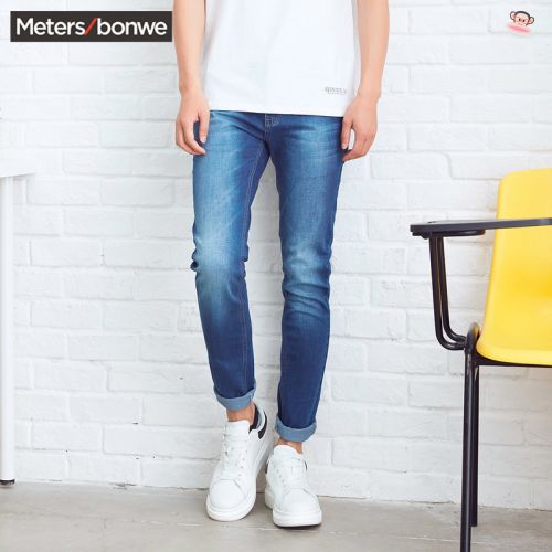 Jeans pour jeunesse pieds Slim METERS BONWE Coton polyester polyuréthane élastique fibre spandex printemps - Ref 1470687