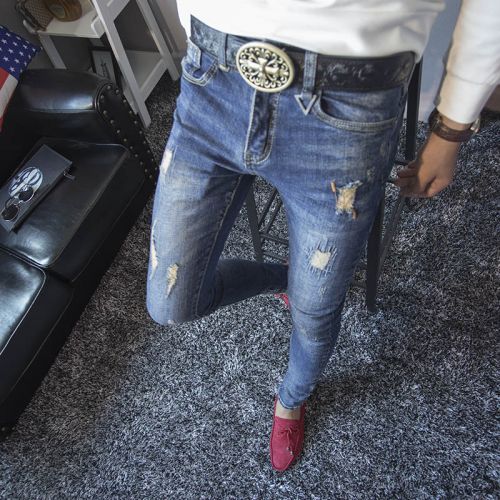 Jeans pour jeunesse pieds Slim en coton automne - Ref 1470719