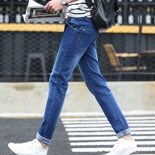 Jeans pour adolescent pieds Slim Coton polyester polyuréthane élastique fibre spandex été - Ref 1470724