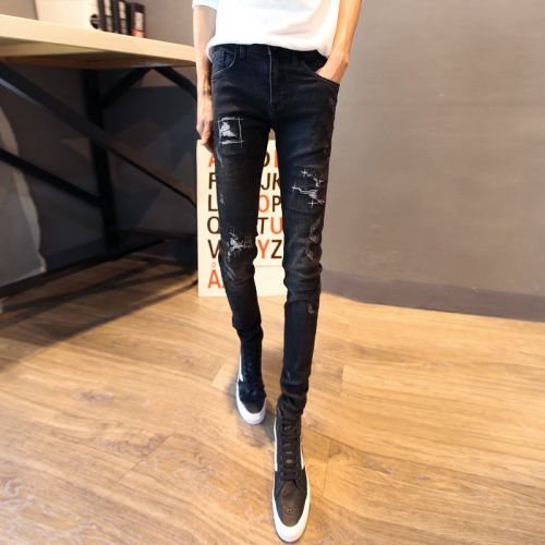 Jeans pour adolescent pieds Slim en coton automne - Ref 1470755