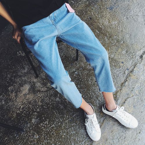Jeans pour jeunesse pieds Slim en coton été - Ref 1470783