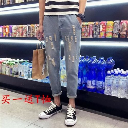 Jeans pour adolescent pieds Slim en coton été - Ref 1470806